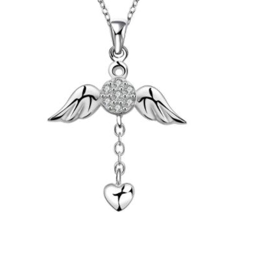 Sterling Silver Cubic Zirconia Angel Wing Necklace