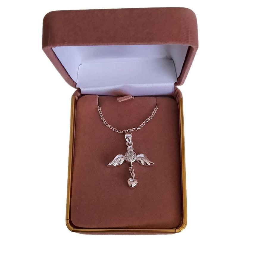 Sterling Silver Cubic Zirconia Angel Wing Necklace