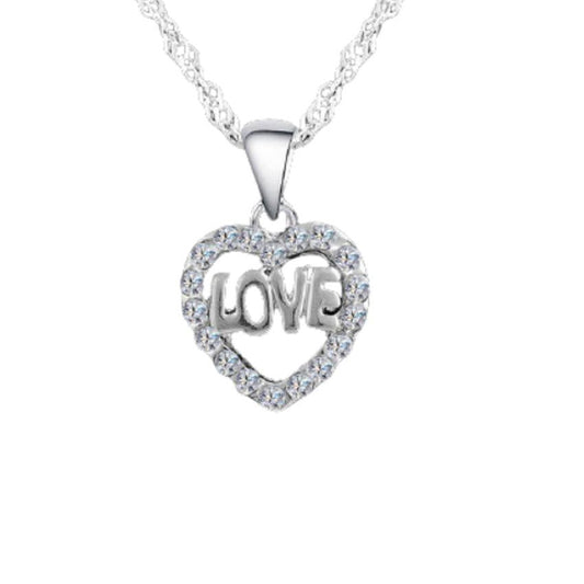 Sterling Silver Cubic Zirconia Necklace With The Word Love