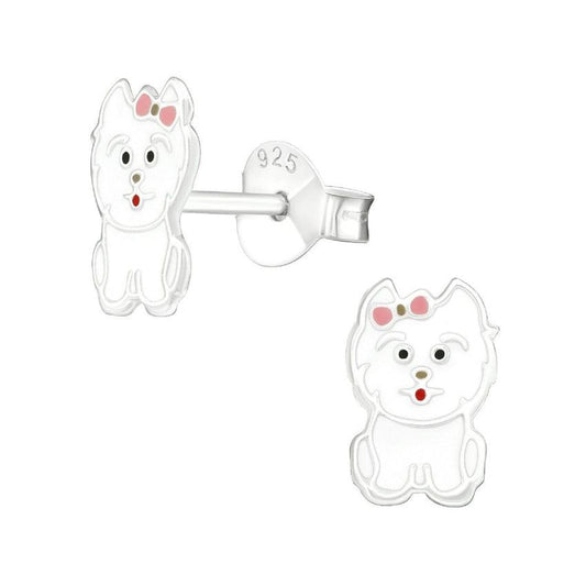 Sterling Silver Cute Dog Earrings