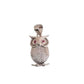 Sterling Silver Garnet Eyed Owl Pendant With a Cubic Zirconia Body