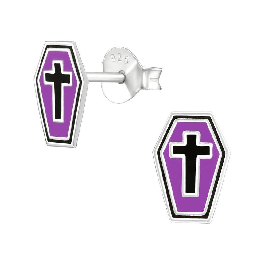 Sterling Silver Halloween Coffin Earrings