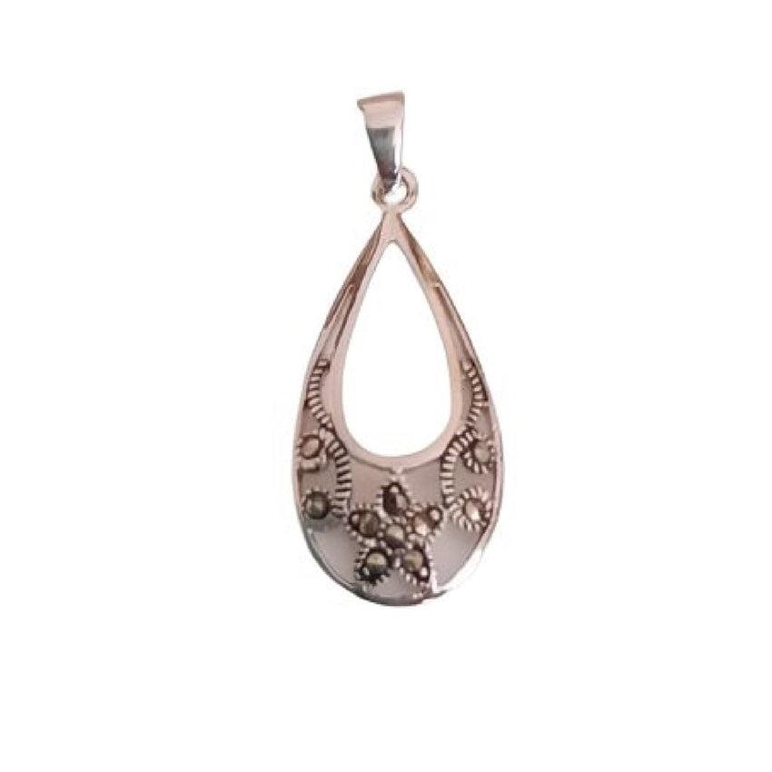 Sterling Silver Marcasite Drop Necklace