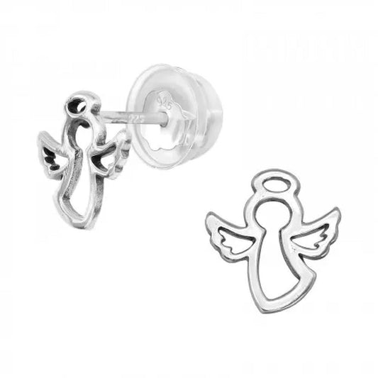 Sterling Silver Open Wing Girls Angel Earrings