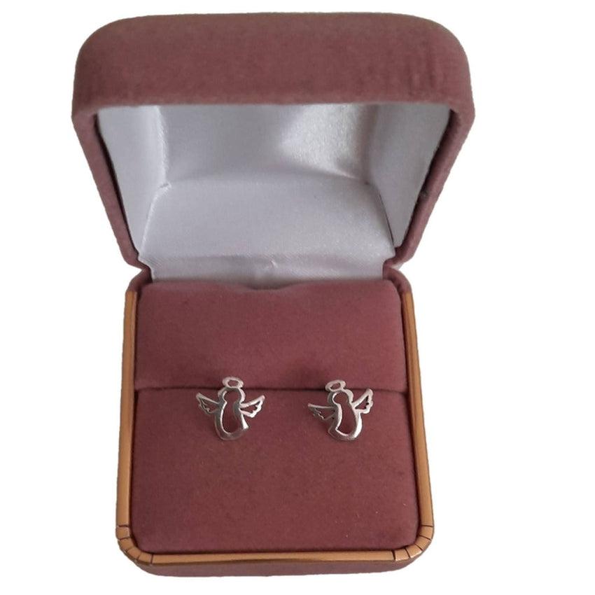 Sterling Silver Open Wing Girls Angel Earrings