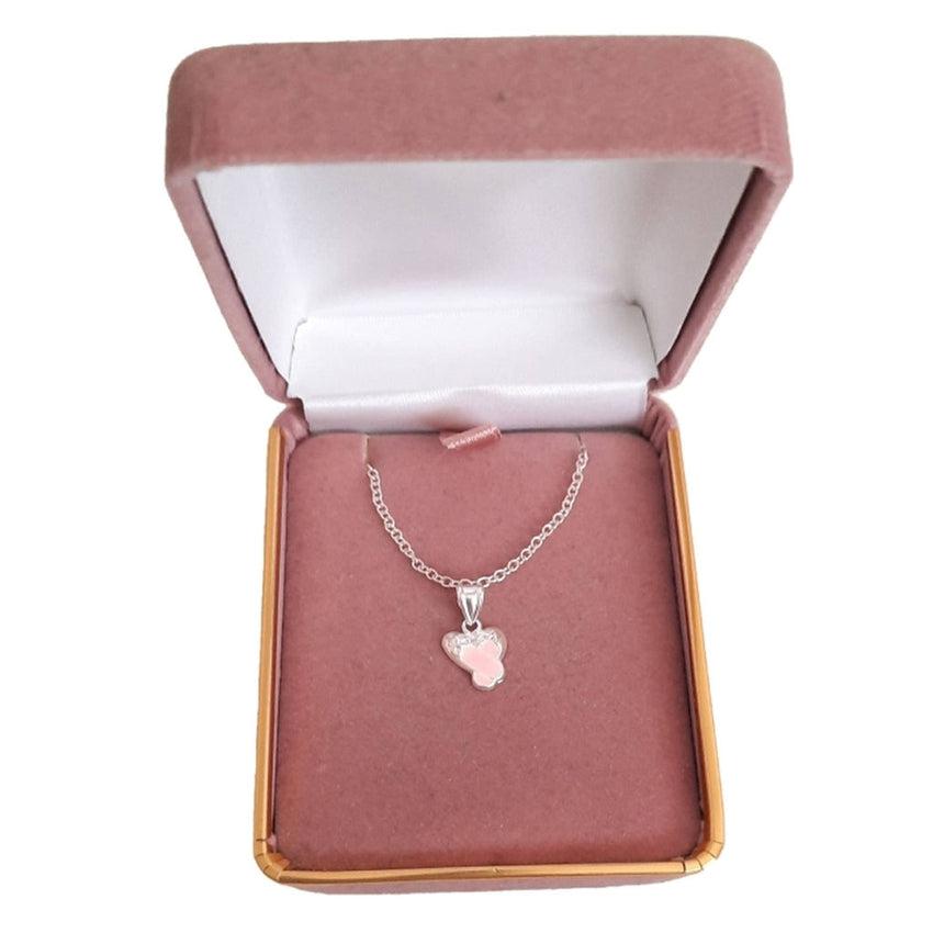 Sterling Silver Pink Ballerina Shoes Pendant Necklace