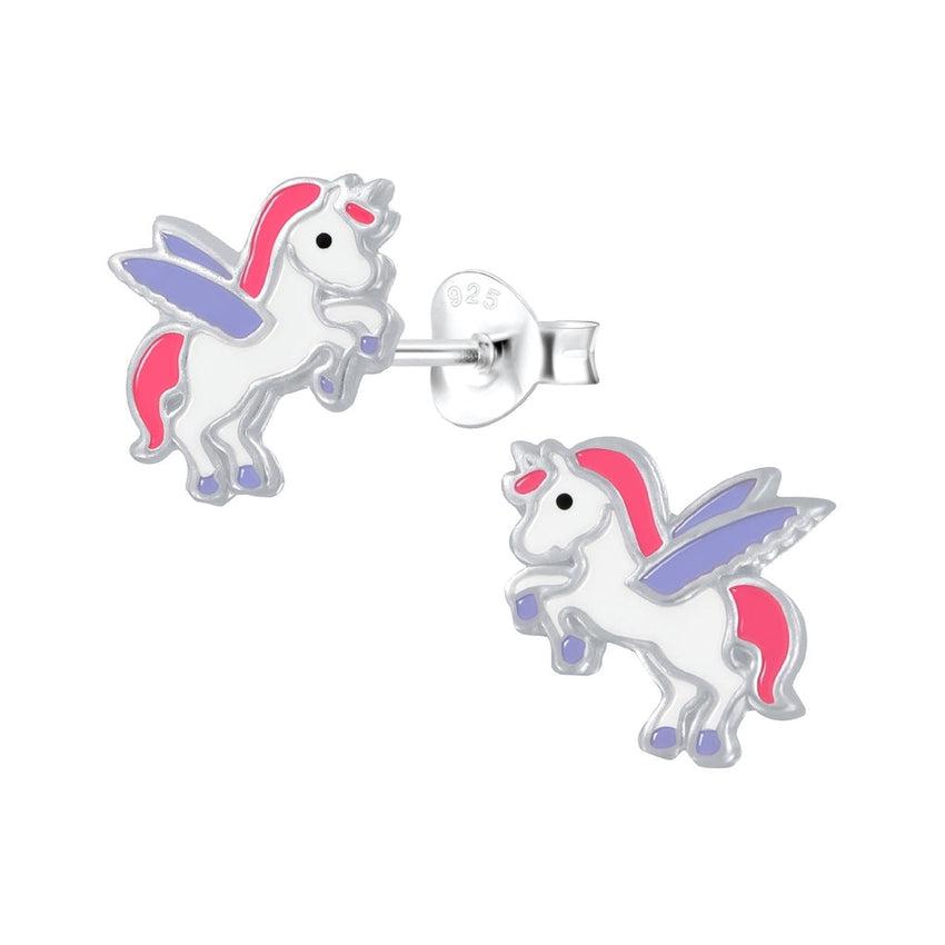 Sterling Silver Pink Pegasus Earrings