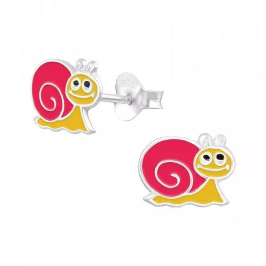 Sterling Silver Pink Snail Earrings