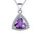 Sterling Silver Purple Cubic Zirconia Edged Triangle Pendant