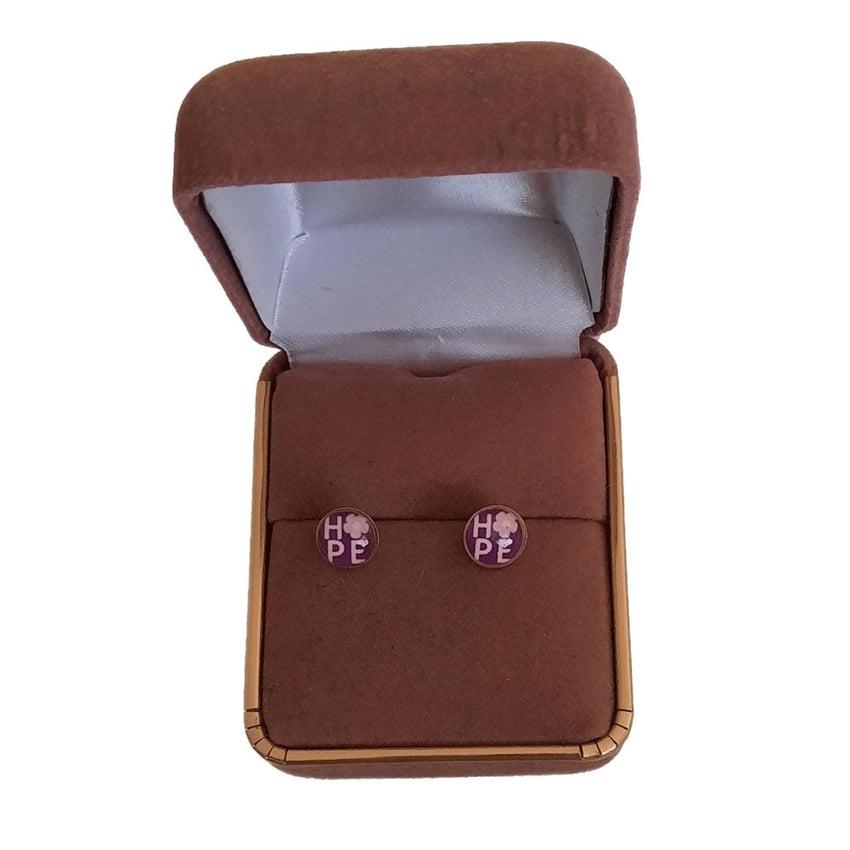 Sterling Silver Purple Enamel Kids Hope Earrings