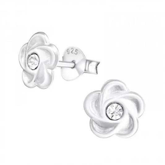 Sterling Silver Swirl Flower Stud Earrings