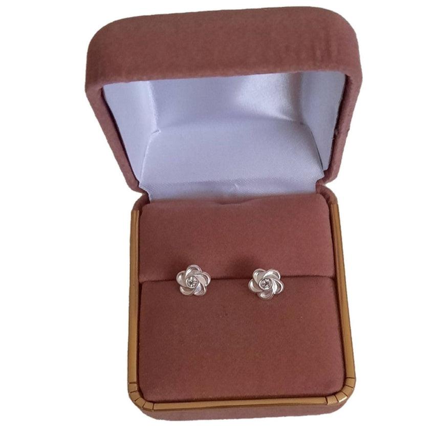 Sterling Silver Swirl Flower Stud Earrings