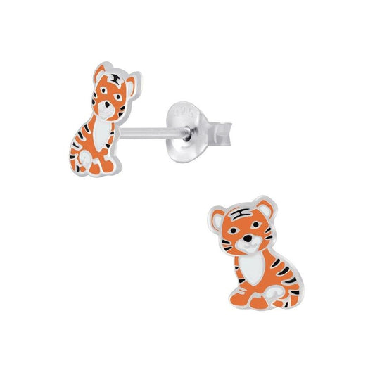 Sterling Silver Tiger Small Stud Earrings