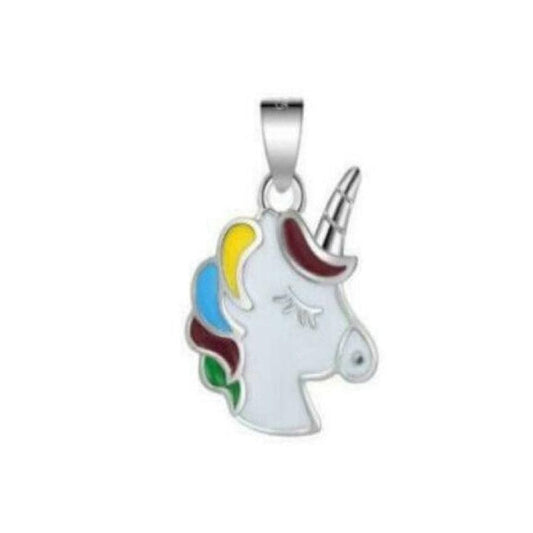 Sterling Silver Unicorn Pendant With Coloured Enamel