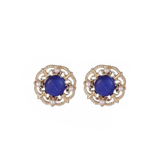 Stunning Blue And Crystal Clip On Earrings