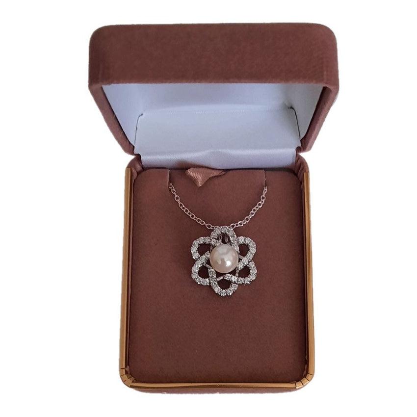 Stunning Cubic Zirconia Pearl Centre Necklace - Half Price