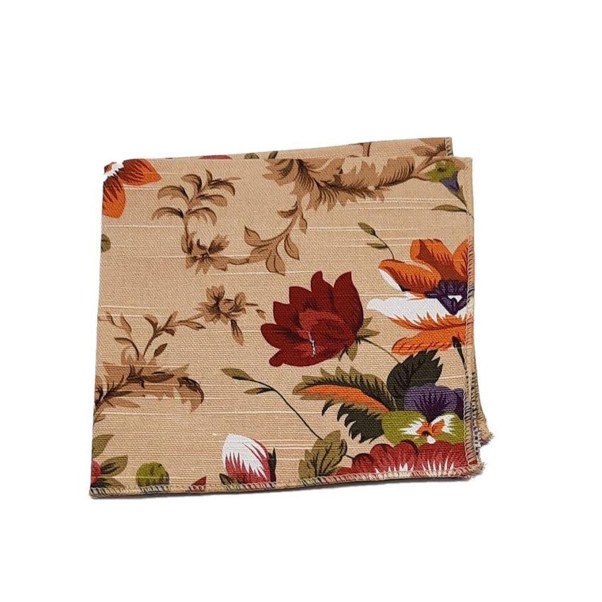 Taupe Floral Pocket Square Hanky