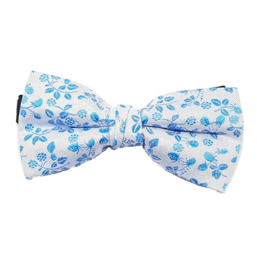 Teal Blue Floral Blue Bow Tie