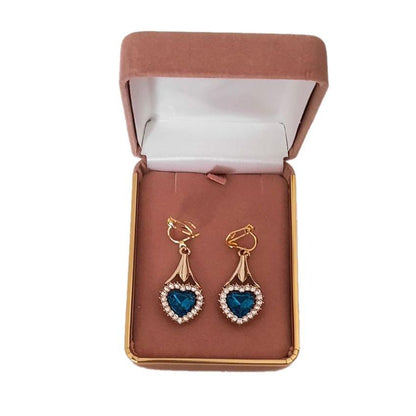 Teal Blue Heart Clip On Earrings(2)