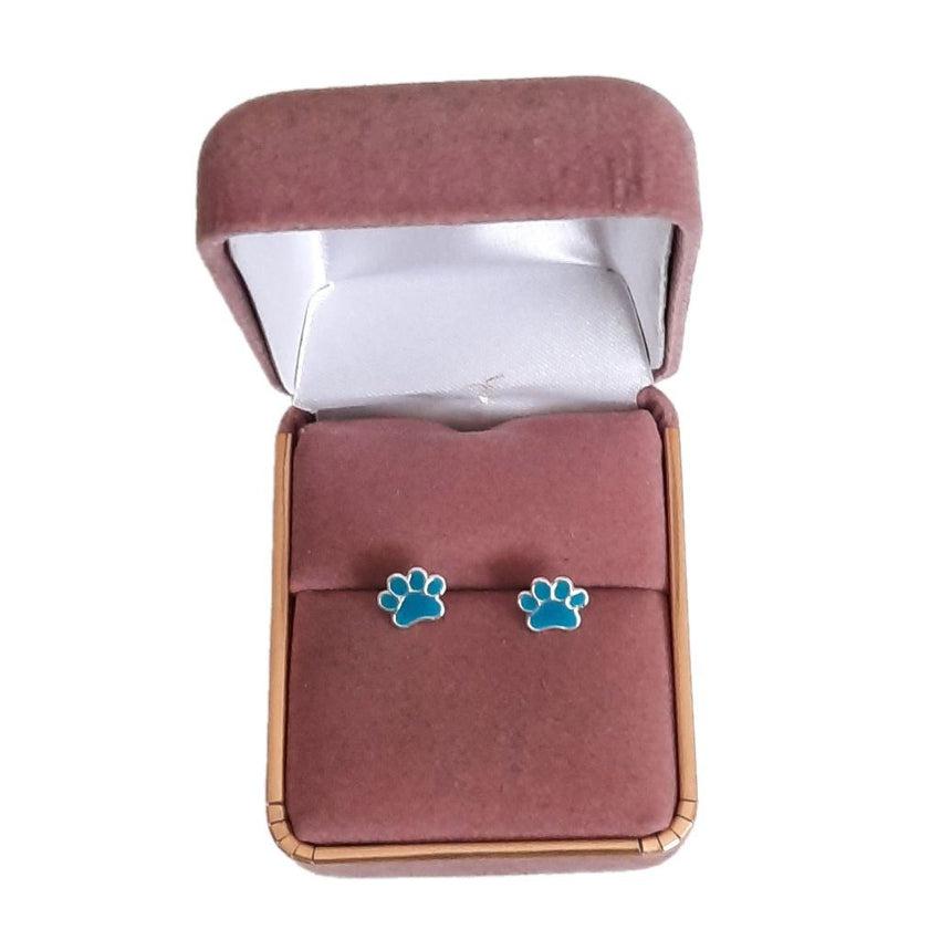 Teal Green Animal Paw Childrens Earrings