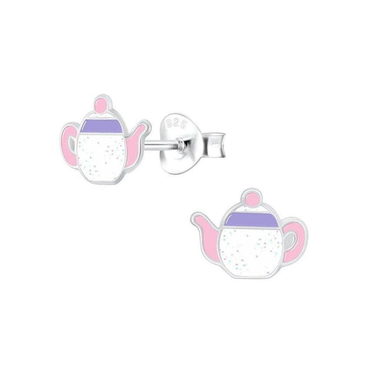 Teapot Sterling Silver Childrens Earrings
