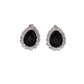 Tear Drop Black Crystal Clip On Earrings