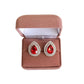 Teardrop Red Cushion Diamante Clip On Earrings