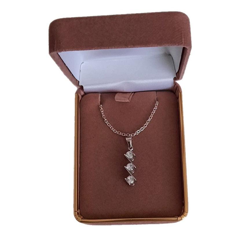 Three Step Cubic Zirconia Drop Pendant