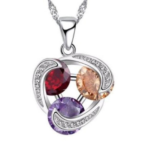 Three Twist Design Coloured Topaz Stone Pendant