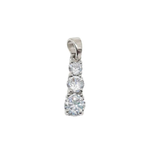Three White Stone Drop Cubic Zirconia Solitaire Stone Necklace