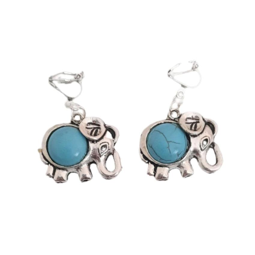 Tibetan Silver Elephant Clip On Earrings