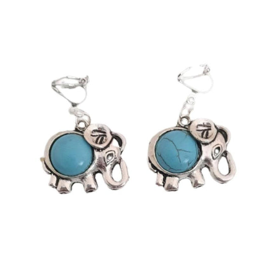 Tibetan Silver Elephant Clip On Earrings