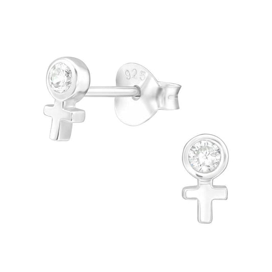 Tiny Cross And Circle Cross Communion Earrings
