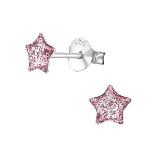 Tiny Cubic zirconia Girls Silver Star Earrings