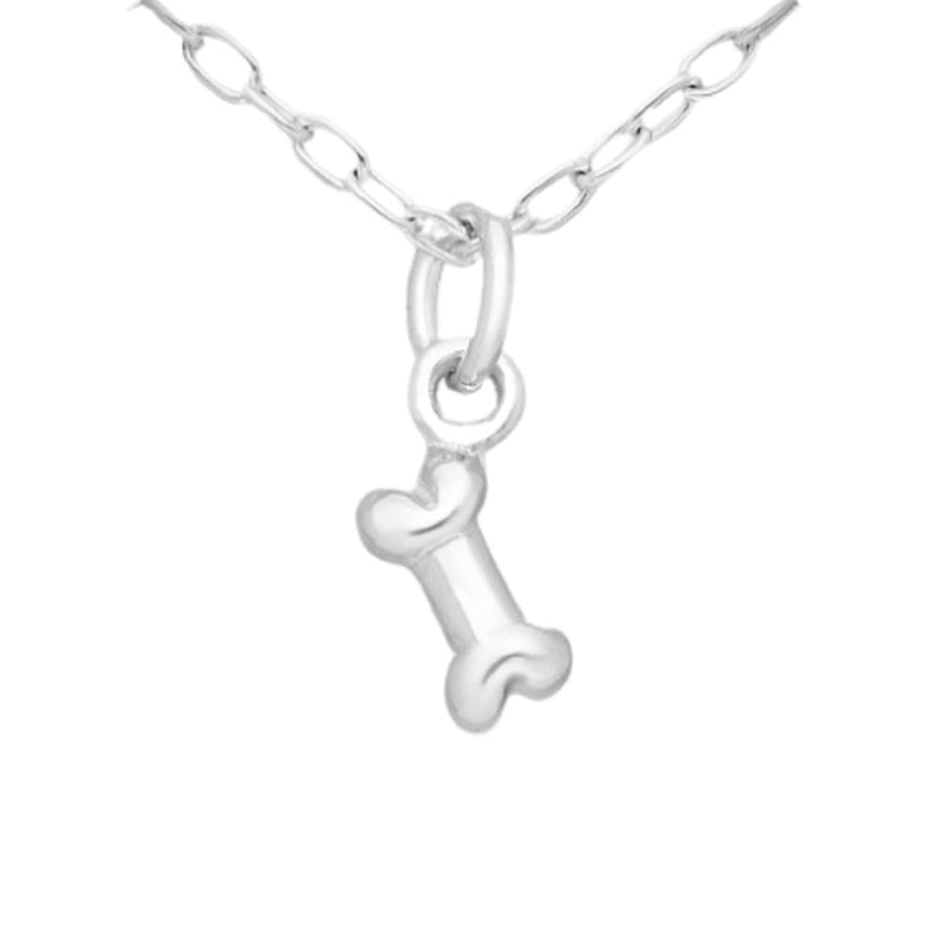 Tiny Dog Bone Sterling Silver Necklace