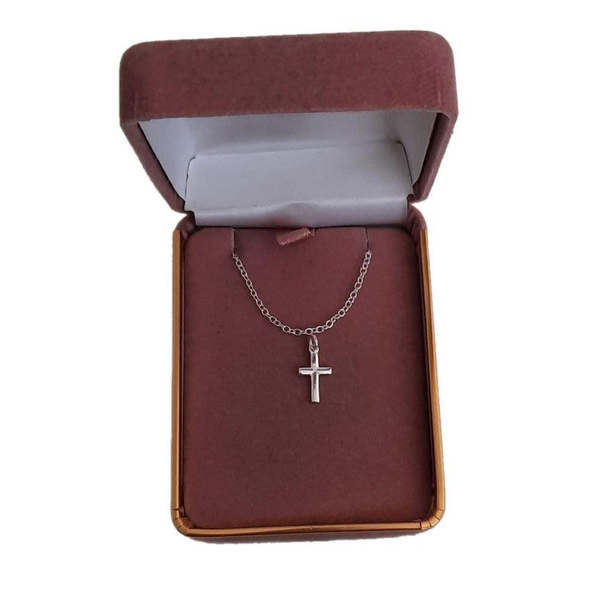 Tiny Sterling Silver Grooved Centre Cross Pendant
