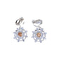 Topaz Clip On Earrings With CZ Flower