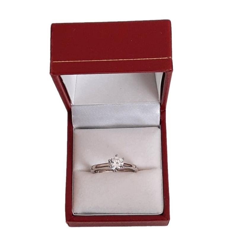Traditional Setting Ladies Delicate Solitaire Cubic Zirconia Sterling Silver Ring