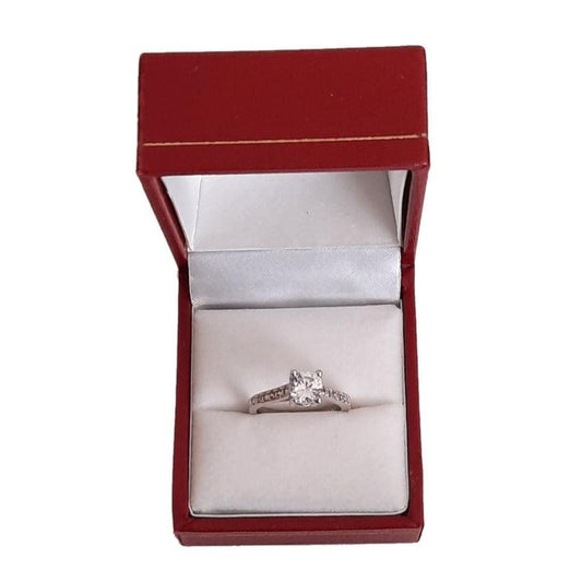 Traditional Style Silver And CZ Engagement Ring