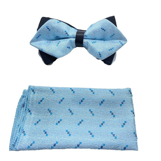 Turquoise And Teal on Black Adjustable Bow Tie Set