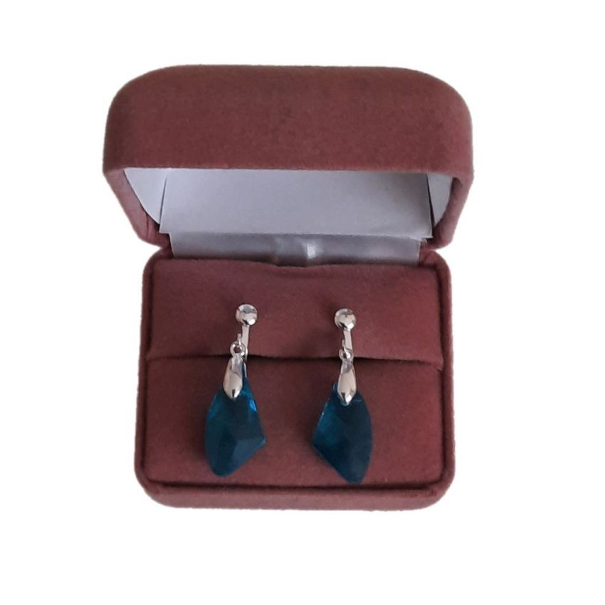 Turquoise Blue Crystal Clip On Earrings(2)