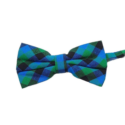 Turquoise Green And Black Checked Bow Tie