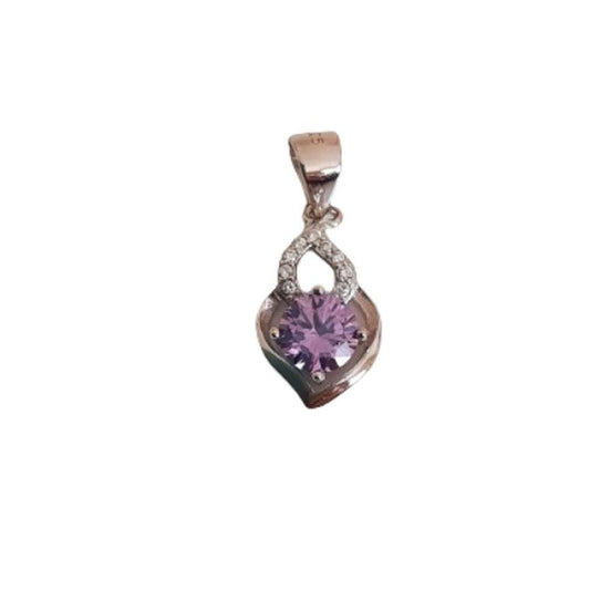 Twist Heart Design Pendant With an Amethyst Stone