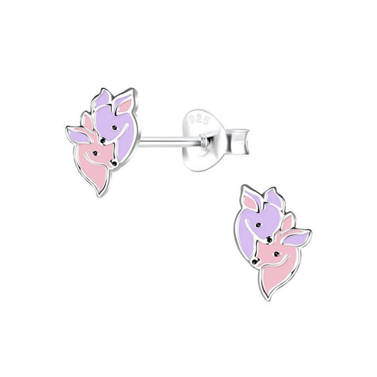 Two Deer Sterling Silver Stud Earrings