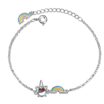 Unicorn Rhodium Plated Silver Girls Bracelet
