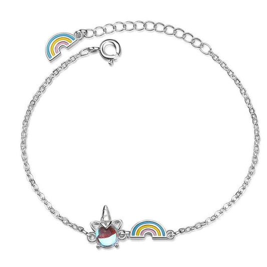 Unicorn Rhodium Plated Silver Girls Bracelet