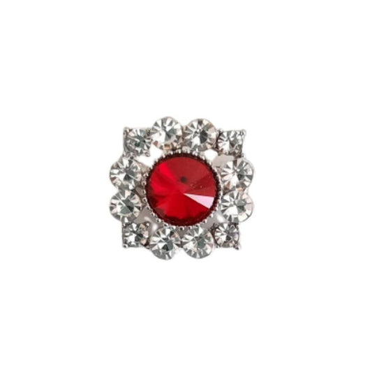 Very Small Red Crystal Brooch