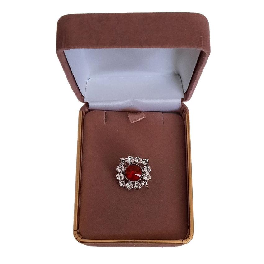 Very Small Red Crystal Brooch