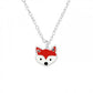 Very Small Sterling Silver Enamel Fox Pendant