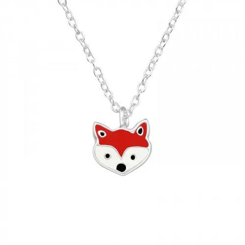 Very Small Sterling Silver Enamel Fox Pendant